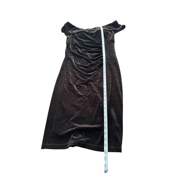 Xscape Black Basic Wedding Guest‎ Velvet Ruched Formal Midi Dress Size 16 - Picture 12 of 12